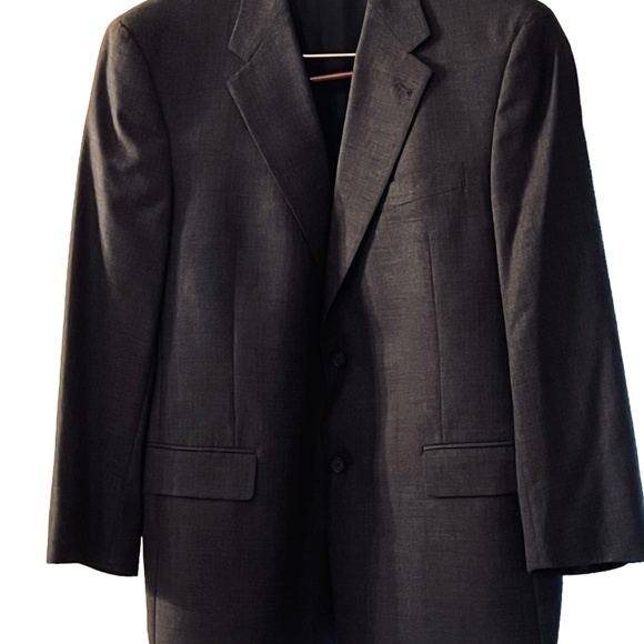 Hart Schaffner Marx Classic Suit Charcoal Grey Cuff/Pleated Pants 44R Drycleaned - Picture 12 of 16